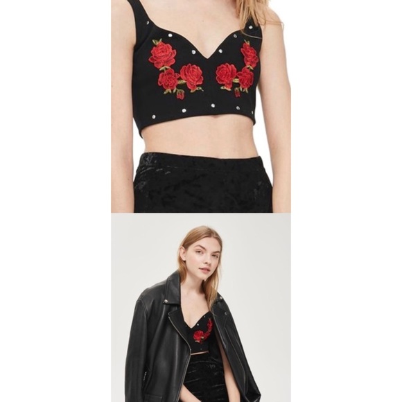 New Topshop Rose Studs Cropped Tank - Picture 1 of 5